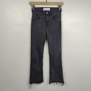 Reformation Flood & Flare Jeans Womens 25 Kick Boot Suez Black Wash Raw Hem
